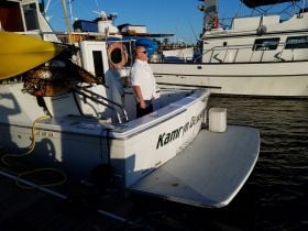 Aft with bait 2 Bank tanks and filleting Table 