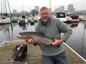 Fun fishing for Salmon & Trout off the docks.