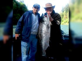 80 Yr. Young Don Schwartz with 31 lb. Rogue Spring Salmon 