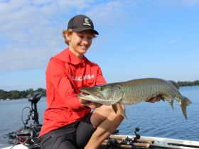 sunny day musky catch in minneapolis