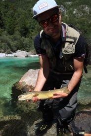 Vincent with two marble trouts.