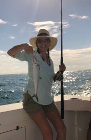 Beth with dinner on the hook