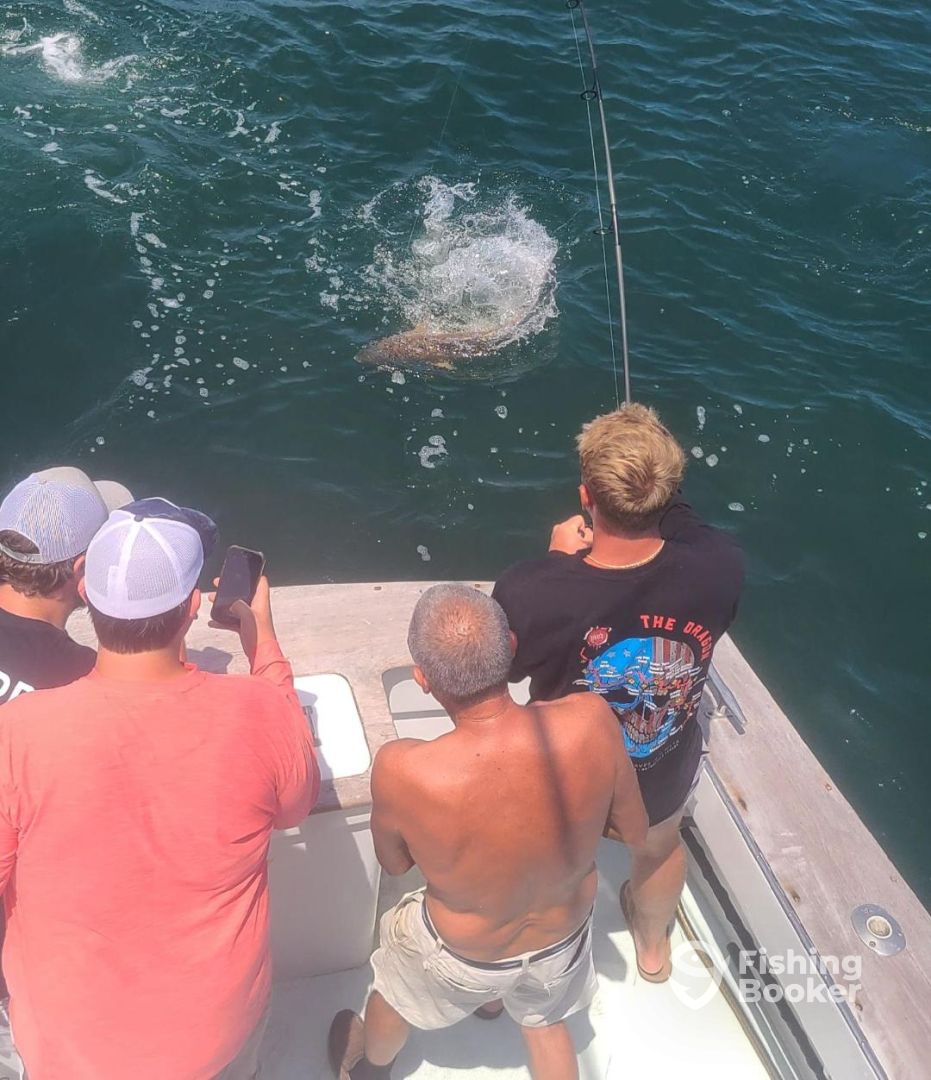 Fighting the drum on light tackle.