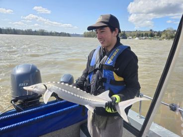 First sturgeon and all smiles