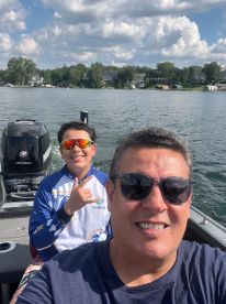 Daddy and son fishing