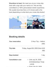 DO NOT waste your time or money on this charter, especially if on a cruise ship!