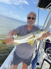Hot outside. But caught fish.