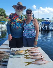 The captain and deckhand worked very hard at getting us a dorado.