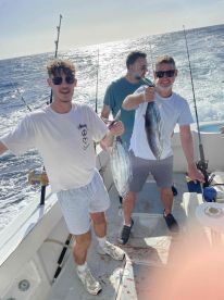 extreamly hard conditions unable to reef fish due to the wind and currents so had to troll for 7hrs 3 successful bites for wahoo due to boat personel experience only one landed however strck into a mass fight of tuna which lifted the spirts of the day 