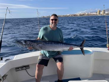 extreamly hard conditions unable to reef fish due to the wind and currents so had to troll for 7hrs 3 successful bites for wahoo due to boat personel experience only one landed however strck into a mass fight of tuna which lifted the spirts of the day 